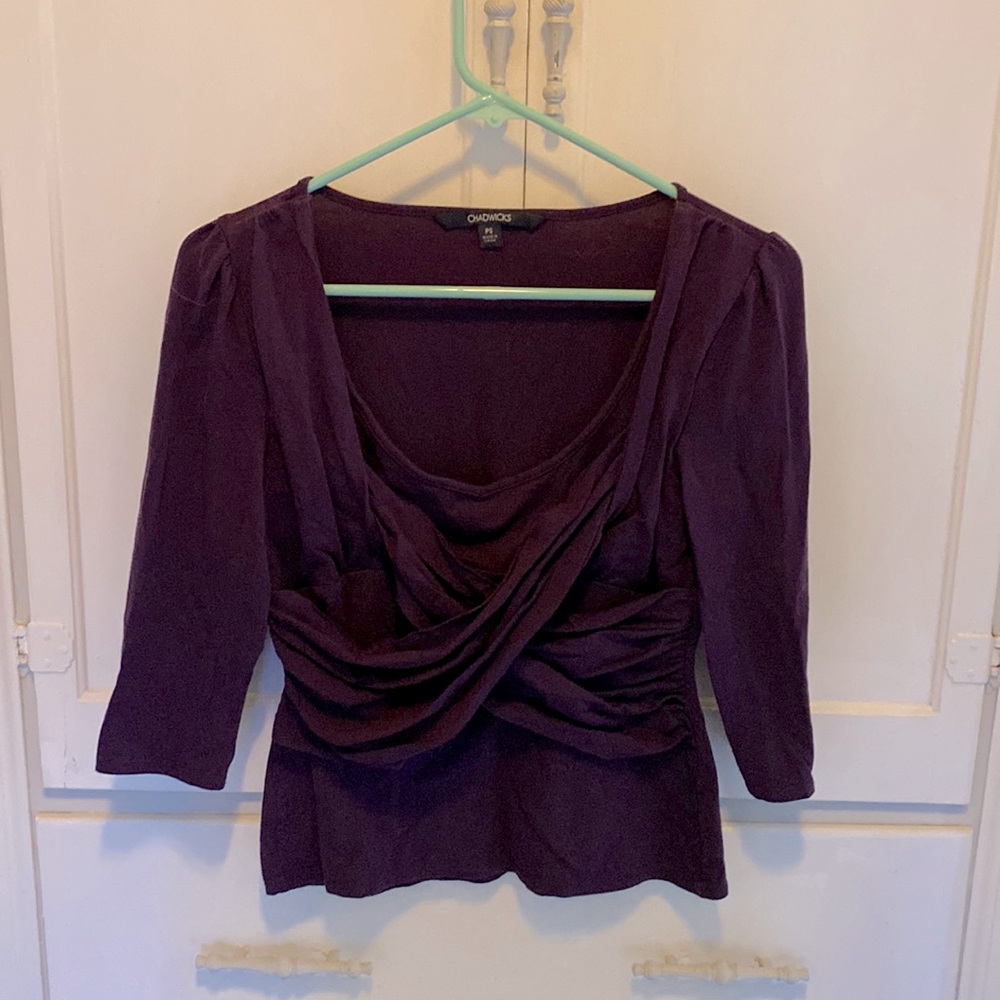 PS plum colored 3/4 sleeved top. Decorative bodice/waist.
